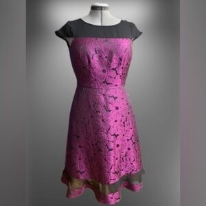 NWT, Adrianna Papell, Jacquard-illusion flare skirt cocktail dress, sz 6